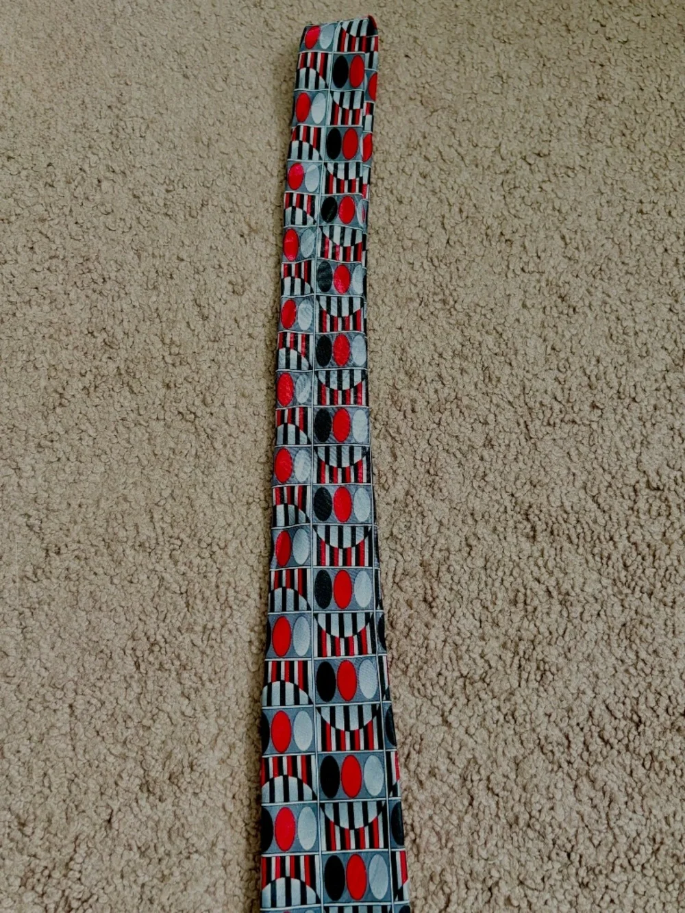 Vintage Christian Dior Tie Jeune Homme 80s Geometric Optical Illusion Gray & Red